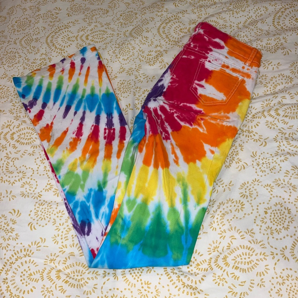 Ranch Dress’n by Fallon Taylor tie dye flare jeans.